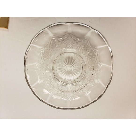 Vintage, Cut Glass Serving Plate, Starburst bottom and ring at center, 11" (G38) - Picture 3 of 4